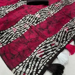 K 5 Fashion Tie and Dye Embroidered Pure Cotton Saree image 2