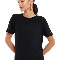 BCBG Women Solid Round Neck T-shirt-image-7