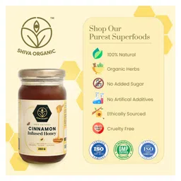 Shiva Organic Cinnamon Infused Honey 100% Natural and Pure No Added Sugar No Added Color Flavour Unadulterated - 250 g image 4