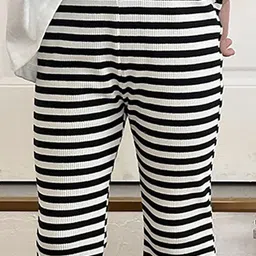 LULU & SKY Girls Striped Flared High-Rise Trouser image 2