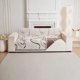 HOMETHREADS Brown & Cream-Coloured Printed Sofa Cover-picture-11