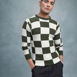 The Roadster Lifestyle Co. Men Checked Woollen Pullover image 5