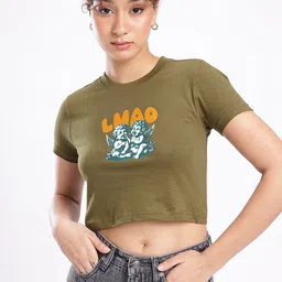 glitchez Cool Touch Graphic Printed Crop T-shirt image 4