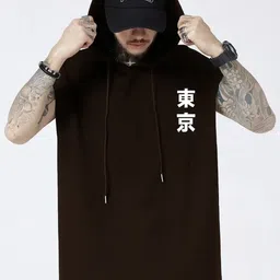JUMPCUTS Men Graphic Printed Hooded Cotton Slim Fit T-shirt-image-4