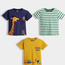 Orange Sugar Kids Pack of 3 Printed Round Neck Regular Sleeves Regular Fit T-shirts-picture-42