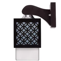 Gojeeva Black & White 4 Pieces Textured Wooden Square Shaped Wall Lamps image 4