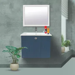 DAZZLE 610x470x500 mm PU Matt Finish Wall Based Vanities State Blue, PW-4060-Z image 2