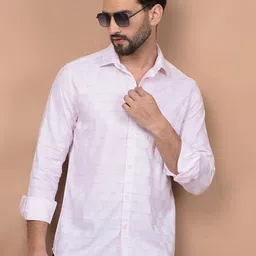 Crimsoune Club Men Classic Fit Spread Collar Textured Cotton Casual Shirt-picture-16