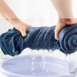 Fezora Blue & Pink 3 Pieces Solid Microfiber 450 GSM Bath Towel image 4