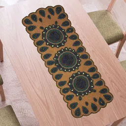 YWULY Brown & Green Ethnic Motifs Beaded Table Runner image 2