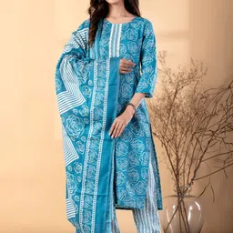 Readiprint Women Floral Printed Regular Kurta Palazzos & With Dupatta-picture-35