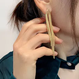 Aurum & You Gold Plated Tasselled Contemporary Drop Earrings image 4