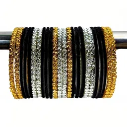 Only Offers Set Of 40 Black Glass Artificial Stones & Beads Bangle image 3