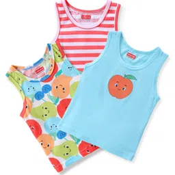 Babyhug 100% Cotton Knit Sleeveless Sandos with Striped & Animal Print  Pack of 3 - Multicolour-picture-16