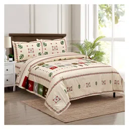 Kuber Industries Double Bedsheet with 2 Pillow Covers | 160 TC Premium Cotton Bedsheet for Double Bed | Bedsheet for Living Room-Home & Hotels | Rusty Plus Border | 100x108 Inch | Cream-picture-16