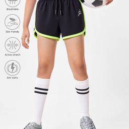 Pine Active Knit Above Knee Length Super Stretch Athletic Shorts with Brand Logo Print - Black-picture-8