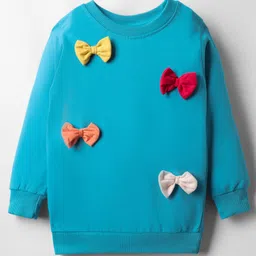 BUMZEE Looper Knit Full Sleeves Sweatshirt With Bow Applique - Blue-image-59