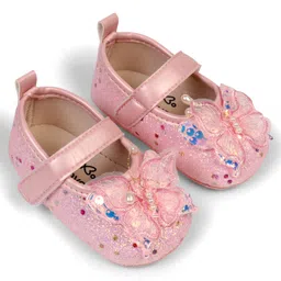 Babyoye Velcro Closure Booties with Butterfly Applique & Glitter Detailing - Pink-picture-23