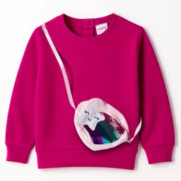 Babyhug Terry Knit Full Sleeves Top & Joggers Set With Attached Sling Bag & Tape Detailing - Pink image 2