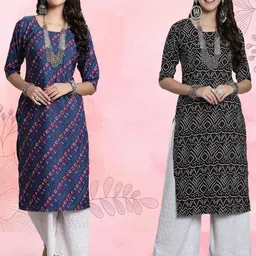 Ethnic basket Women Pack Of 2 Multicoloured Crepe Kurtas-picture-29