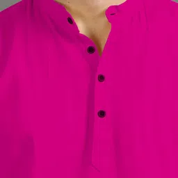 KNOWTED Mandarin Collar Roll-Up Sleeves Straight Short Kurta image 3