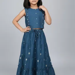 Biglilpeople Girls Embellished Ready to Wear Lehenga & image 5