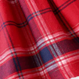 Babyhug Cotton Woven Full Sleeves Checkered Frock With Frill Detailing - Red image 4