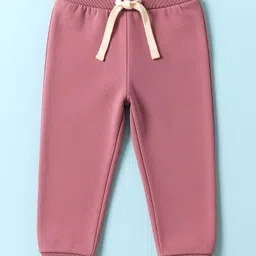 Ollypop Looper Knit Full Sleeves T-Shirt and Lounge Pant with Teddy Print - Cream & Rose Gold image 4