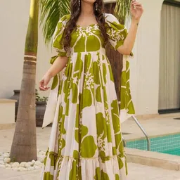 little heaven Floral Print Puff Sleeve Fit & Flare Maxi Dress image 3