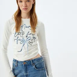 Koton Women Typography Printed Slim Fit T-shirt-picture-15