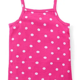 Babyhug 100% Cotton Knit Singlet Sleeves Slips with Polka Dots & Rainbow Print Pack of 3 - Pink & Blue image 5