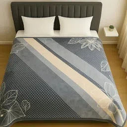 Nivasam Cadbury Grey & Beige Floral Mink Heavy Winter 600 GSM Double Bed Blanket-image-65