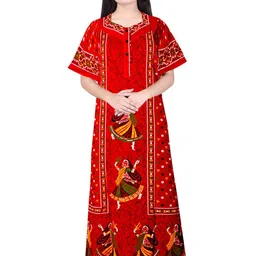 AAKARSHANA CREATION Women Red Maxi Nightdress-image-52