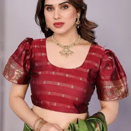 Snofi Creation Floral Zari Pure Silk Kanjeevaram Saree image 3