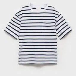 Mango Kids Boys Striped Drop-Shoulder Sleeves Pure Cotton T-shirt-picture-43