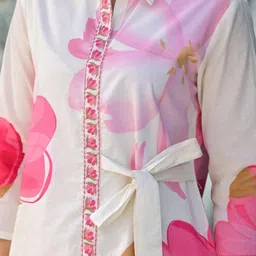 ANUSHEET Embroidered Pure Cotton Tunic With Palazzo Co-Ords image 5