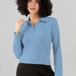 Maheshvi Ribbed Shirt Collar Long Sleeves Top-picture-19