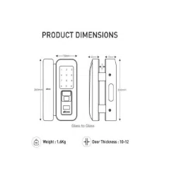 Ozone OZDL-23 PCF-G2G STD Glass Door Lock image 3