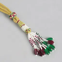 MANSIYAORANGE Gold-Plated Pearl Peacock Kempu Stones Jewellery Set image 5