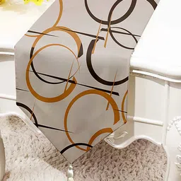 STITCHNEST Brown & Mustard Geometric Printed Table Runner-image-29