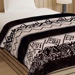 Monte Carlo RELATIONS PVC Brown And Beige Abstract Heavy Winter 144 GSM Double Bed Blanket-image-0