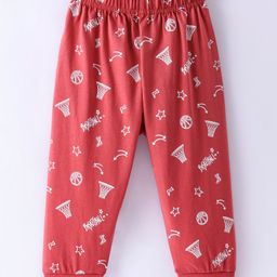 Ollypop Sinker Full Length Lounge Pant with Basketball Print - Red-picture-44