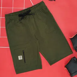 Pantaloons Junior Beach Theme Patch Detailed Shorts - Chive Green-image-4