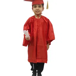 BookMyCostume Convocation Theme Three Fourth Sleeves Solid Graduation Costume Set - Red-image-27