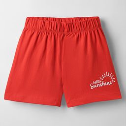 kookie kids india Kookie Kids Single Jersey Knit Mid Thigh Shorts With Hello Sunshine Print - Red-picture-46