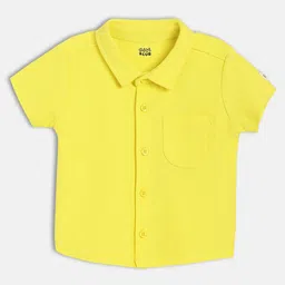 MINI KLUB Cotton Knit Half Sleeves Textured Shirt - Yellow-image-22