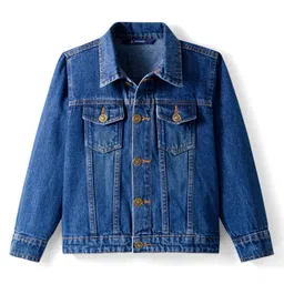 Pine Kids Cotton Woven Full Sleeves Solid Color Denim Jacket - Navy Blue-image-74