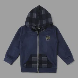 Actuel Suede Woven Full Sleeves Abstract Printed Light Winter Hooded Jacket-Blue-picture-12