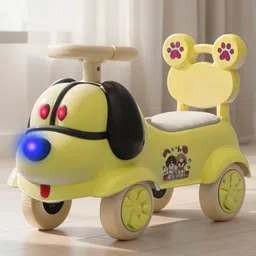 Baybee Scooby Ride on Cars for Kids | Indoor Kids Car with Glowing Lights & Safety Backrest | Portable Baby Push Ride-ons with Music & Toy Storage | Outdoor Rider Cars for Kids (Yellow)-picture-11