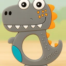 Totilo Dinosaur Shape Silicone Teether , BPA Free & Safe for Babies (Pack of 1)- Grey-picture-21